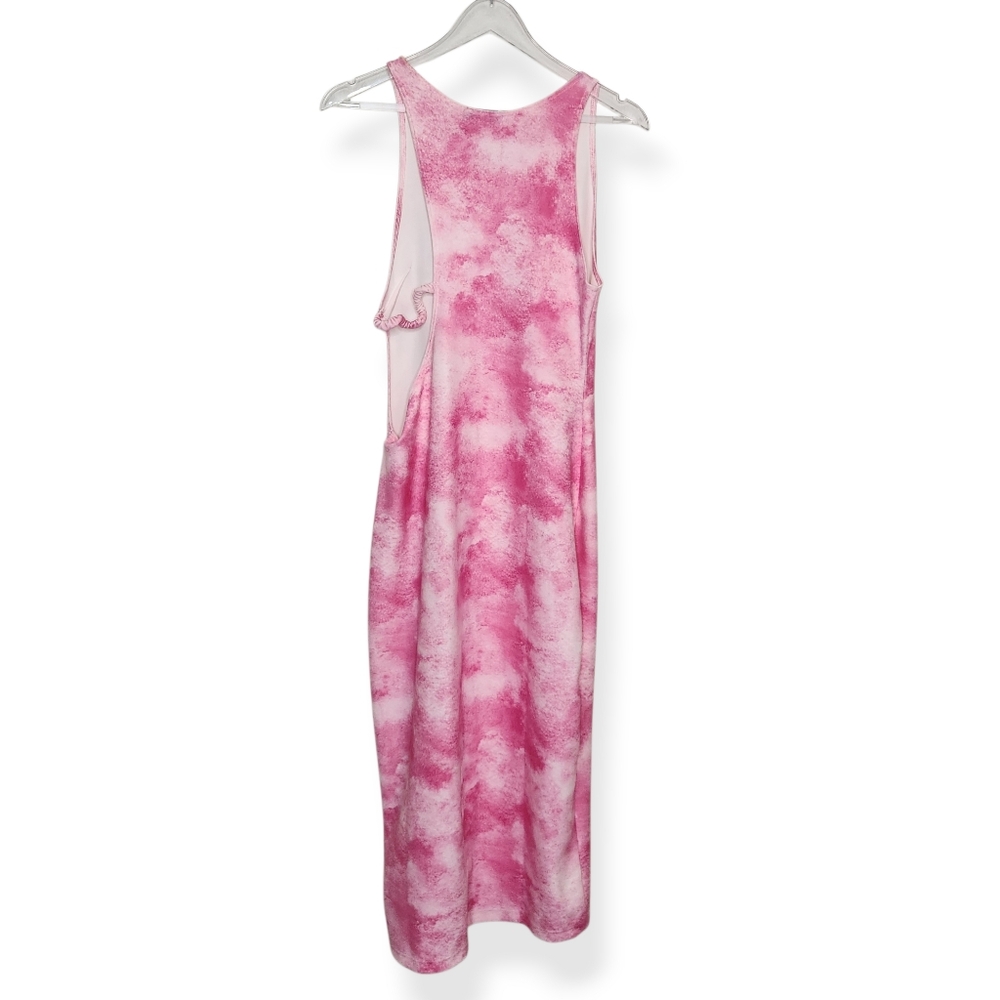 Frankies Bikinis Nicky Terry High Neck Pink Tie Dye Cutout Midi Dress Size XL - Picture 5 of 11